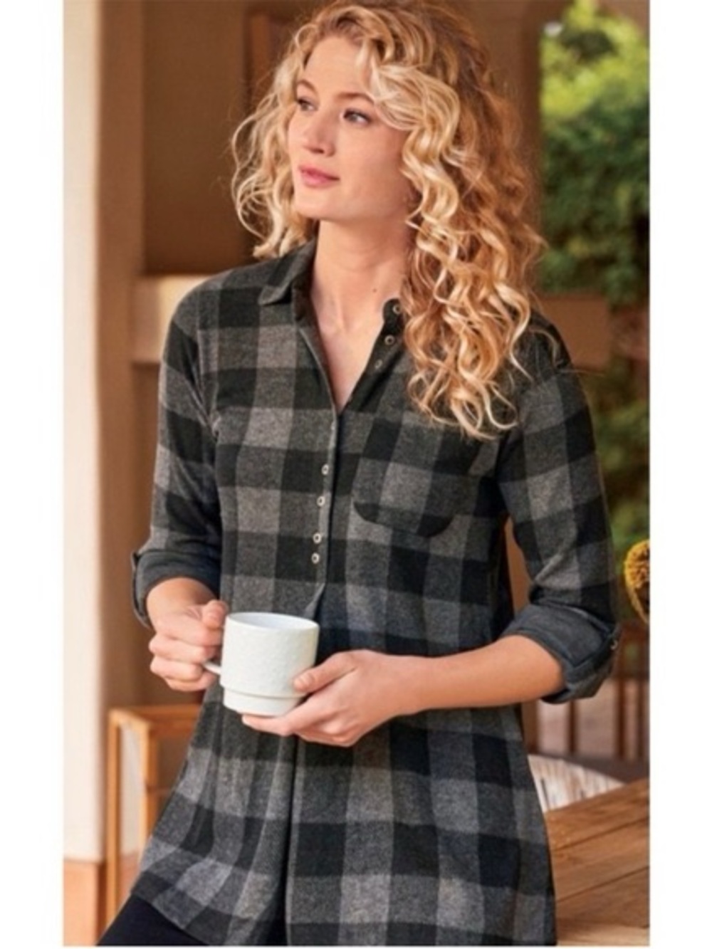 Soft Surroundings | Buffalo Plaid Black Tunic